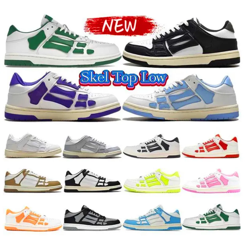 Dhgate Bone Skel-Top Niskie sportowe buty na co dzień dla mężczyzn, kobiet, sznurowane, skórzane, projektant mody, sneaker, potrójny, czarny, biały, odkryty, plate-forme, luksusowy, kościany, deska, trenerzy