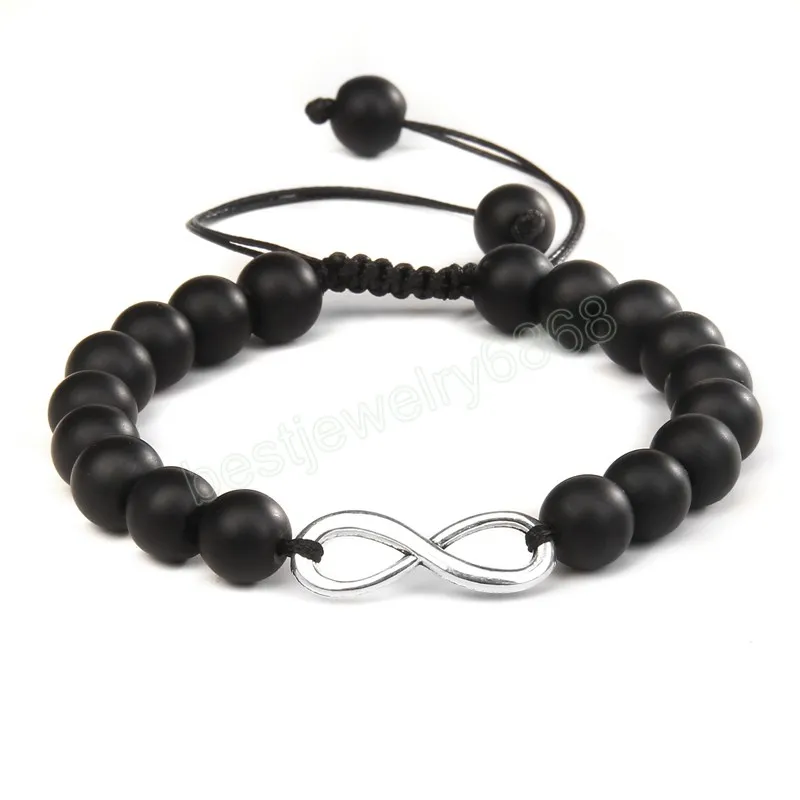 Pulseras con dijes de cadena infinita de amor infinito para hombre y mujer, pulsera con cuentas en blanco y negro, joyería ajustable para mejor amigo