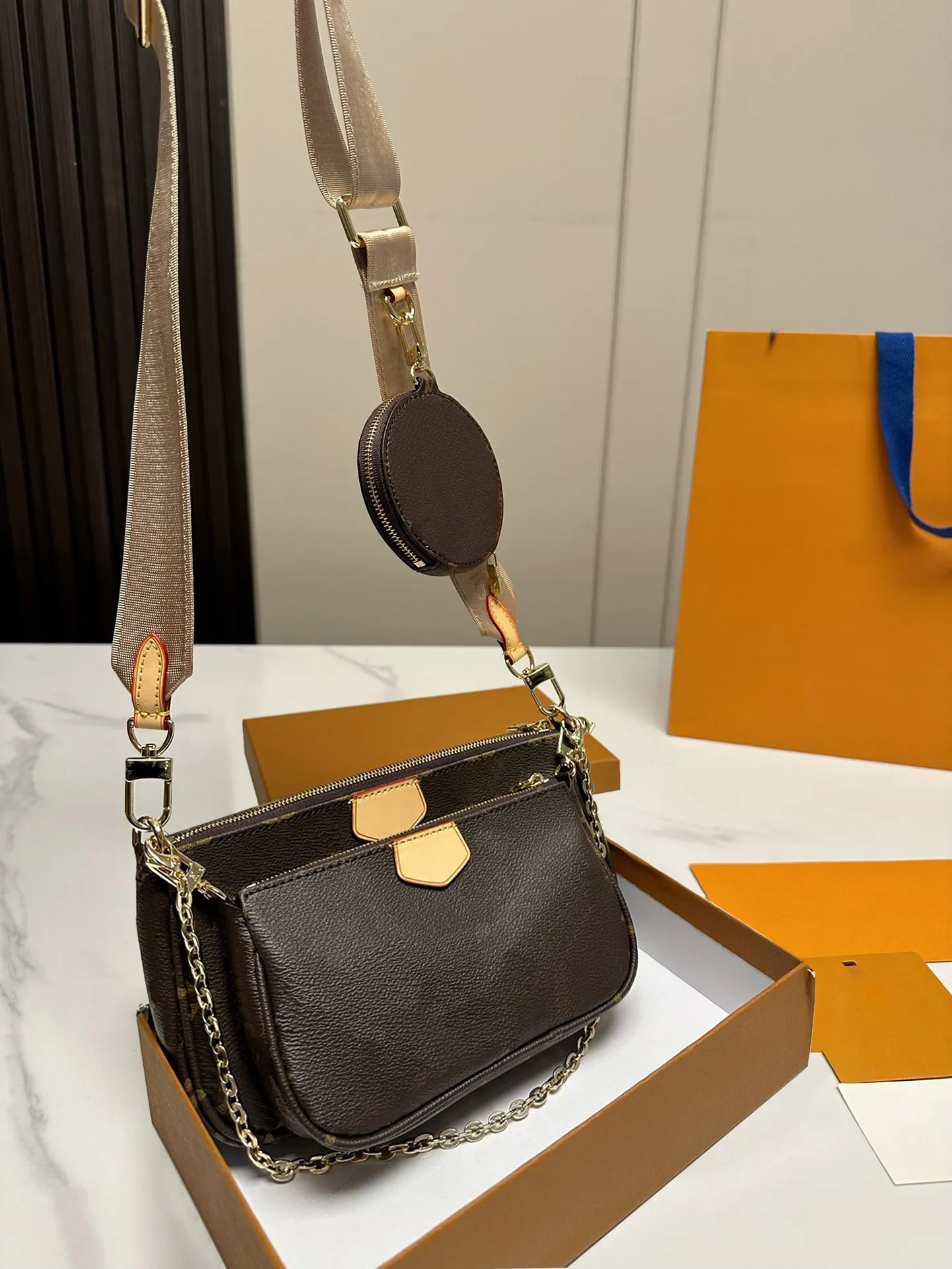 SS Luxury Designer Multi Pochette Accessories Handbag Plain Letter Adjustable Chains Zipper Three-piece Totes Composite Bag Bags Cross Body Handbags