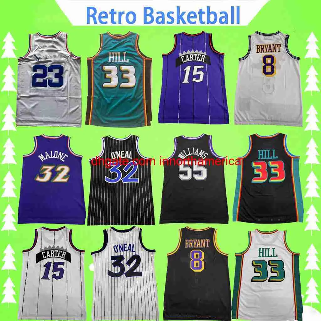 1994 1995 1996 1997 1998 1999 Todas as camisas de basquete retrô 98 99 # 23 Vintage clássico estrela camisetas sem mangas HILL Top O O Bryant Carter Malone Williams Colete