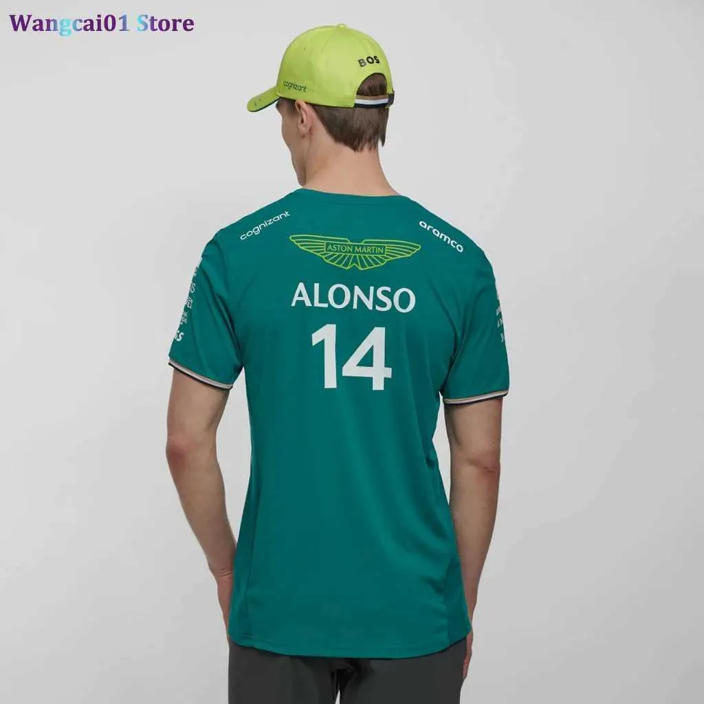 T-shirt maschile 2023 Aston Martin F1 Team T-shirt pilota di corse spagnole Fernando Alonso 14 e passeggiano 18 magliette di grandi dimensioni 0325h23
