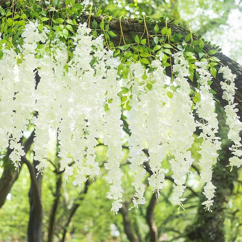 Decoratieve bloemen Kunstmatige zijde Wisteria Hanging Home Decoratie tuin Arch diy bruiloft groen klimop nep plant bloembloem