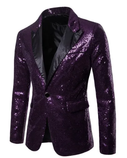 Magnifique manteau de spectacle en or Rose pour hommes, veste de costume à paillettes brillantes pour hommes, Blazer à un bouton, smoking pour fête, mariage, banquet, bal 2203281E