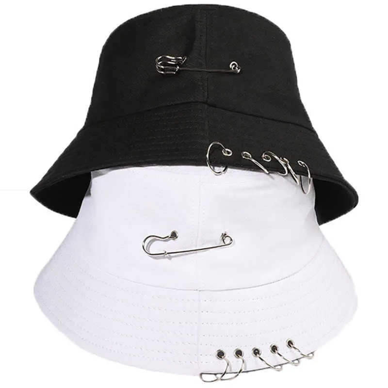 Breite Krempe Hüte Unisex Brosche Ring Eimer Hut Männer Frauen Pop Outdoor Angeln Fischer Kappe Sonnenhüte Sommer Sonnenschutz Panama Hut BEH Cap Bonnet P230311