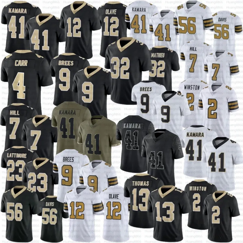 Derek Carr Tyrann Mathieu Football Jersey Chris Olave Jameis Winston Drew Brees Alvin Kamara Thomas Taysom Hill Marshon Lattimore Davis sydd tröjor