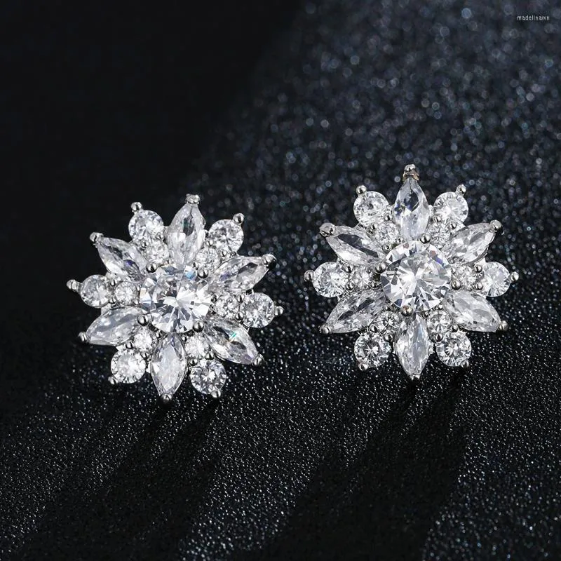 Stud -oorbellen Emmaya Zirconia Snowflake -uiterlijk Noble Earring Leuk ontwerp voor vrouwen twee kleuren Keuze Banquet Fine Jewelry