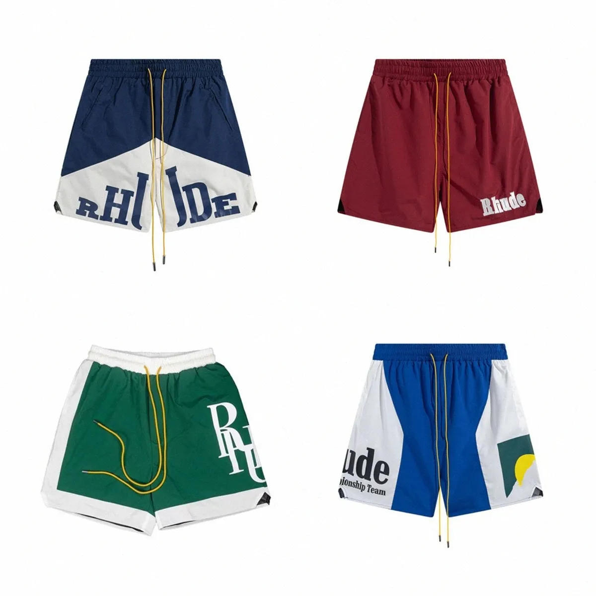 Shorts de grife masculinos de moda de verão RHUDE secagem rápida roupa de banho estampada calças de praia masculinas curtas tamanho asiático M-XL o6dZ#