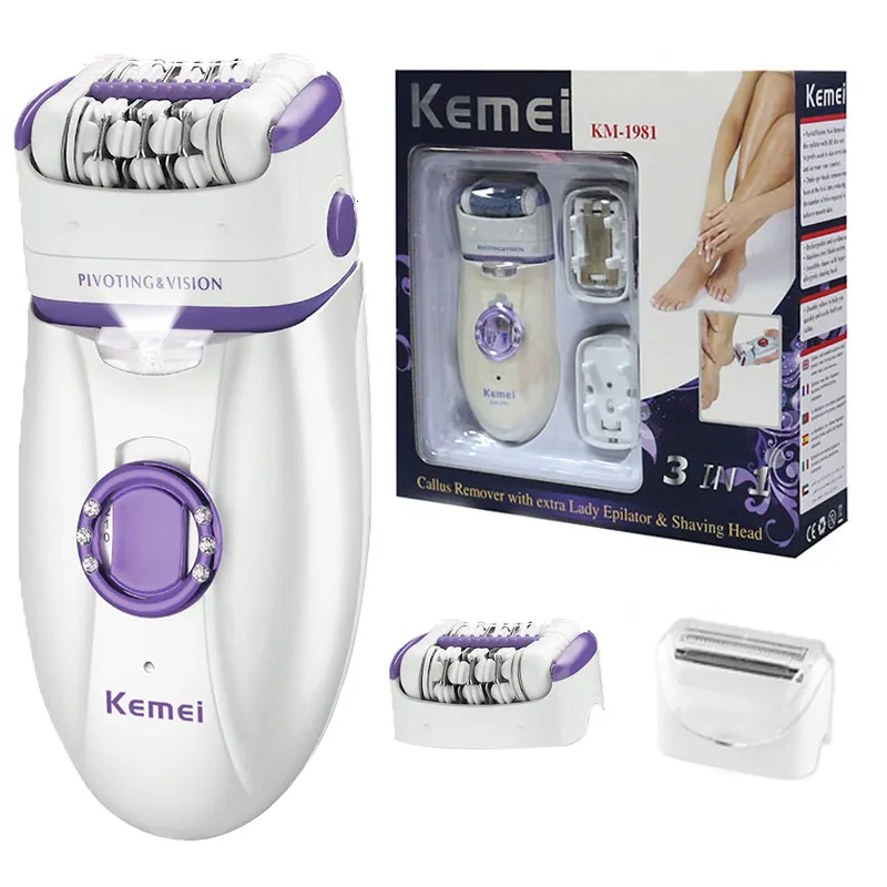 Epilator Kemei 3in1 Elektrisch voor vrouwen Shaver been lichaam Haalverwijdering dame bikini trimmer gezicht oplaadbaar 230324