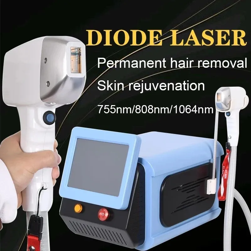 Depilazione laser a diodi con lunghezza d'onda 3 macchine laser 755 808 1064 Raffreddamento a ghiaccio laser per la casa e il salone