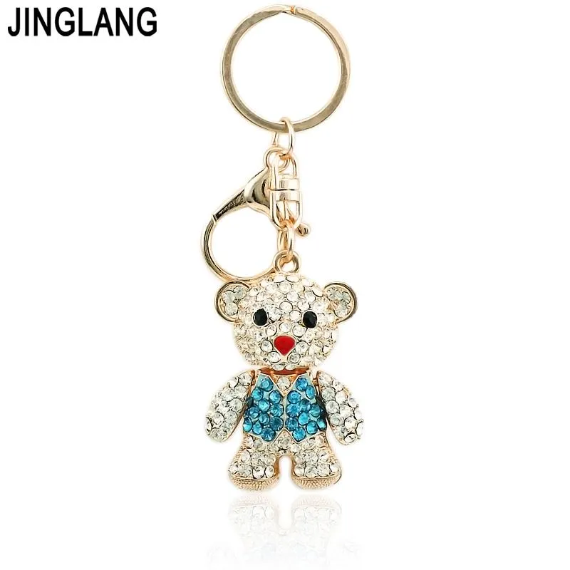 Keychains JINGLANG Gold Color Metal Lobster Clasp Keyring Dangle Crystal Panda Animal For Women Luxury Handbag Jewelry