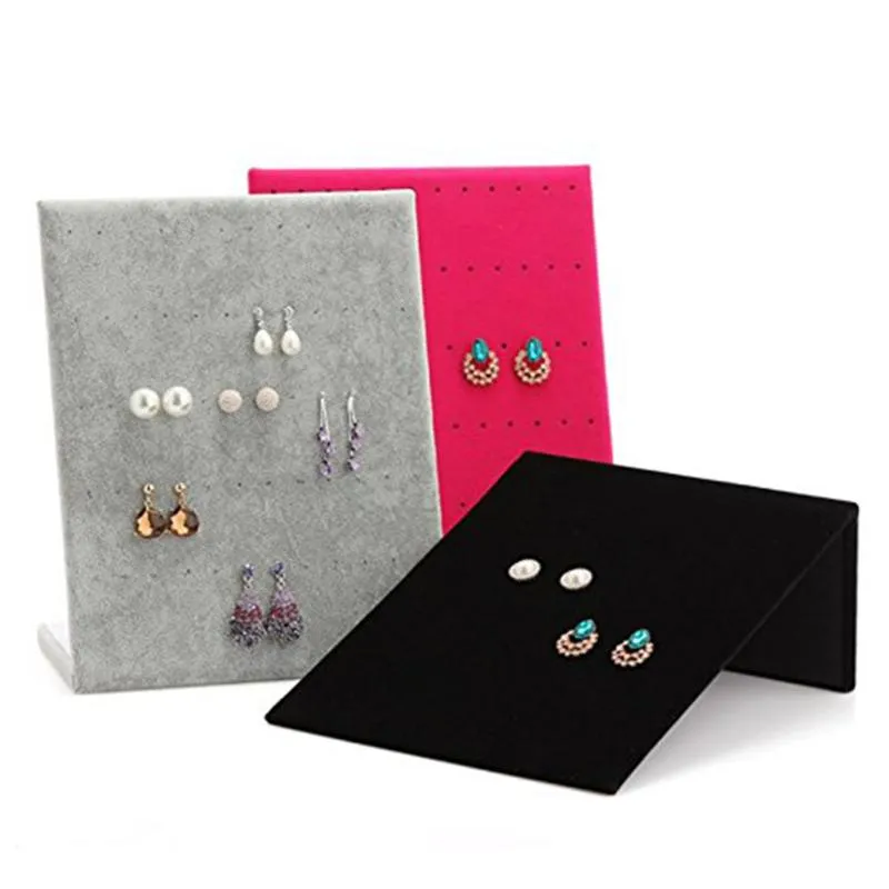 Pochettes à bijoux Sacs Support en forme de L Planche de velours 30 paires Boucle d'oreille Dangle Stud Holder Display Pad Emballage