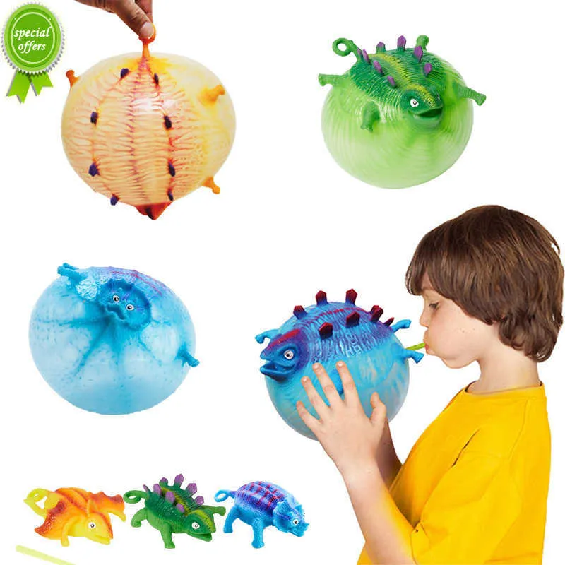 Novos crianças engraçadas soprar animais inflados de dinossauros Bolas de ventilação Antistress Hand Balloon Party Party Sports Sports Toys for Children Gift