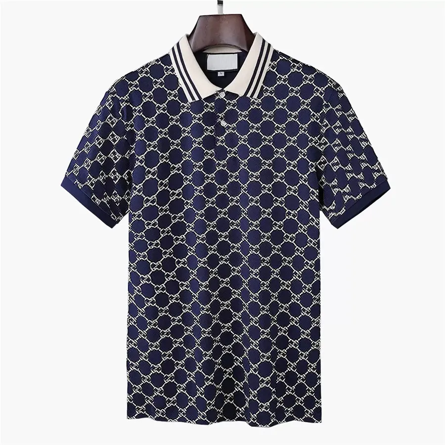 Polo da uomo Camicia POLO firmata da uomo di alta qualità in bianco e nero con colletto alla coreana pullover in cotone ricamato abbigliamento traspirante di lusso 01