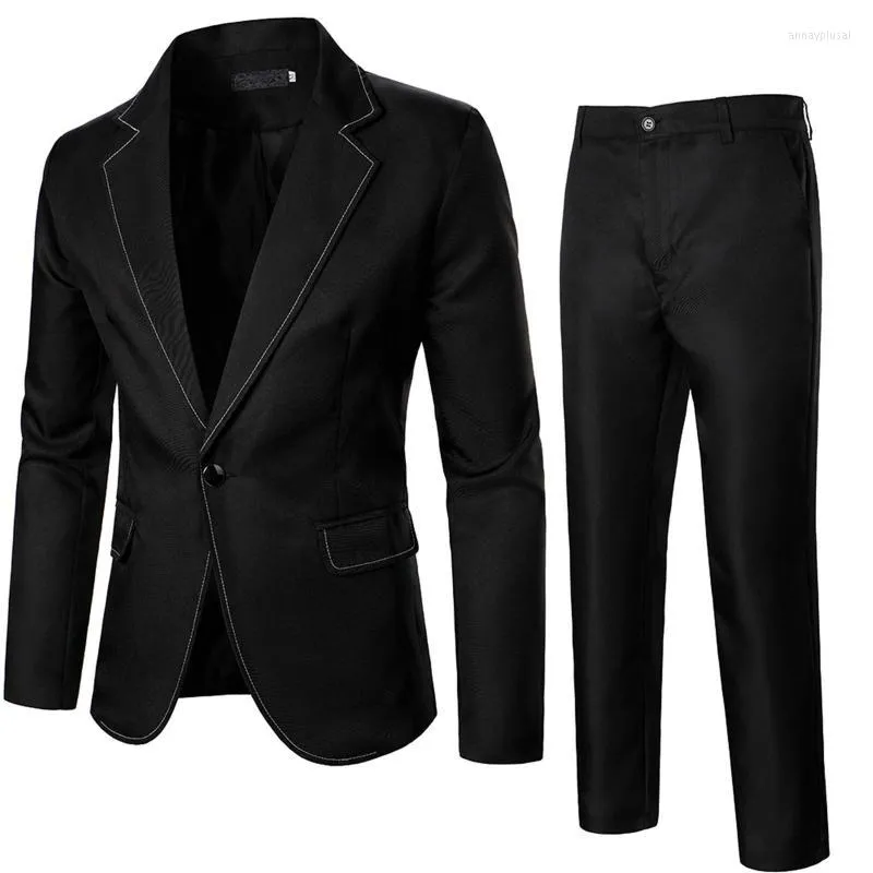 Herrenanzüge, Herren-Blazer, 2-teiliges Set, hochwertige Herren-Business-Dinner-Mantel, Streifen, Slim-Fit, Hochzeit, männlicher Bräutigam, Smoking, Anzugjacke