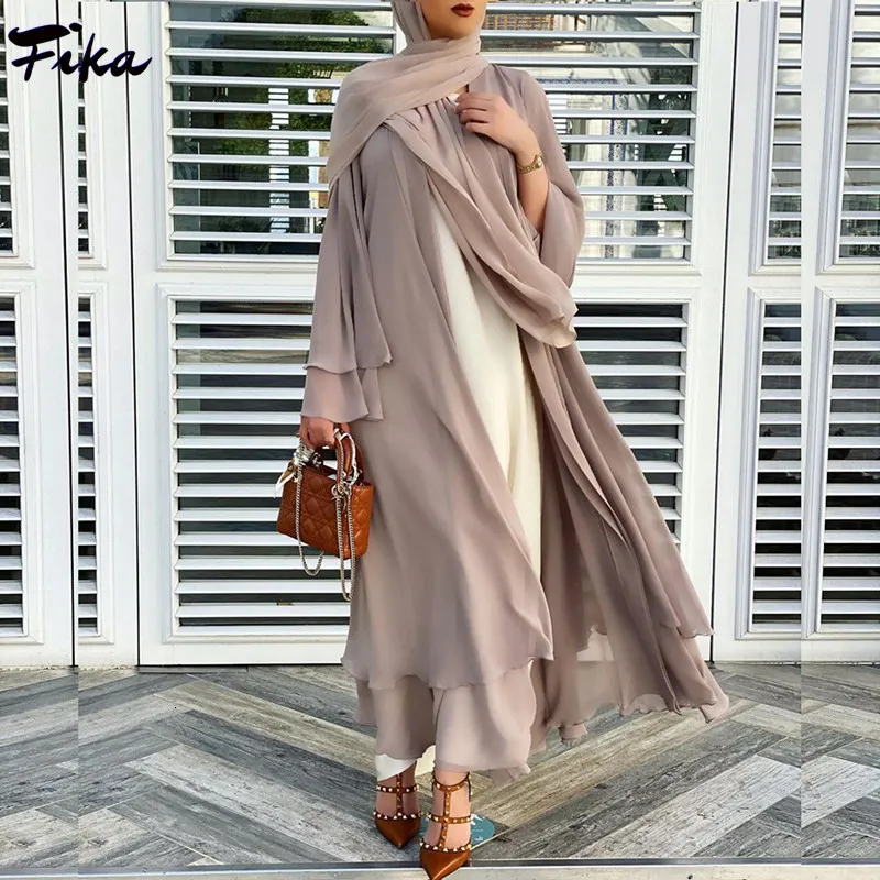 Ubranie etniczne muzułmańska luźna szata Elegancka maxi sukienki Eid Open Abaya Islamic Abhaya 230324