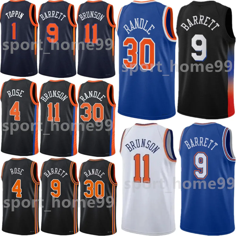 RJ Barrett Мужские баскетбольные майки New Yorks Jalen Brunson Julius Randle Obi Toppin Knick Evan Derrick Rose Mitchell Robinson Immanuel Quickley 2023 Custom Jersey