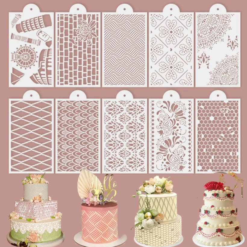 Andere bakware fondant cake kanten stencils bloem spike suiker zeef schimmel cake stempel embossing schimmel bruiloft feestje stencil rand decor gereedschap