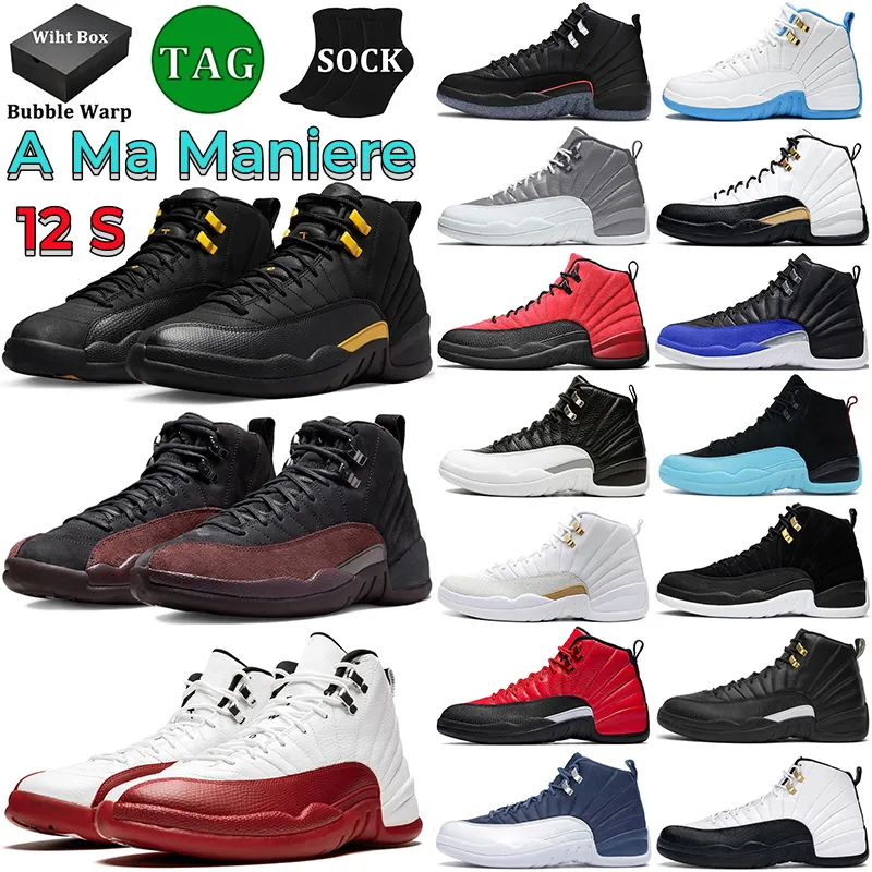 Cherry 12 Jumpman 12s 남자 농구화 A Ma Maniere 블랙 화이트 스텔스 플레이오프 로열티 택시 유틸리티 리버스 콩코드 남성 트레이너 야외 스포츠 스니커즈