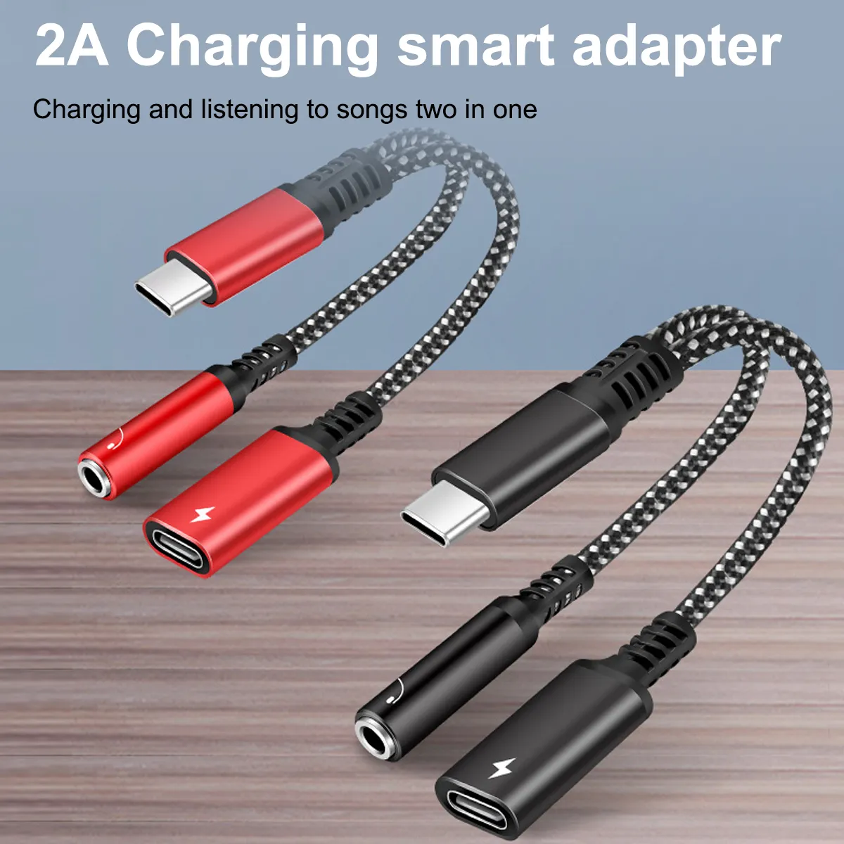 Ljudadapterkabel 2 i1 USB C till 3,5 mm Jack Type C Charge Audio Aux Adapter för Samsung S20 Ultra Note 20 10 Plus S21