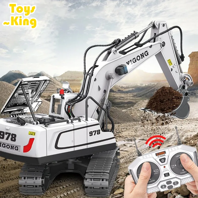 ElectricRC Car RC Excavator Alloy 24G High Tech 11 CH Dump Trucks Bulldozer Plastic Engineering Vehicle Electronic Toys For Boy Gifts 230325
