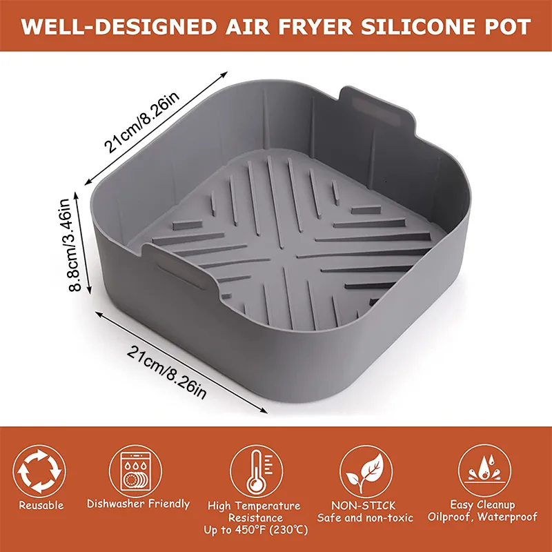 XIAOMI-Olla de silicona para freidora de aire, bandeja redonda reutilizable  para horno, cesta para pollo