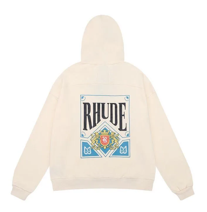 Sweatshirts Rhude Mens Hoodie the United States High Street Printed Men Black Fashion Long Sleeve Hoody