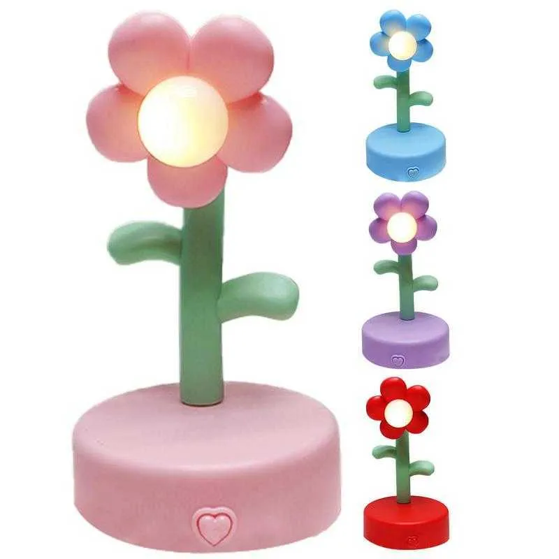 Luzes noturnas LED Night Light for Kids Lovely Flower Night Lampide Bedside Lâmpada com luz quente e suave