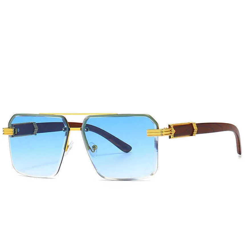 Lyxdesigner Fashion Solglasögon 20% rabatt på 3357 Metal Half-Frame Cut Edge Color Gradient Unisex Personliga nyanser