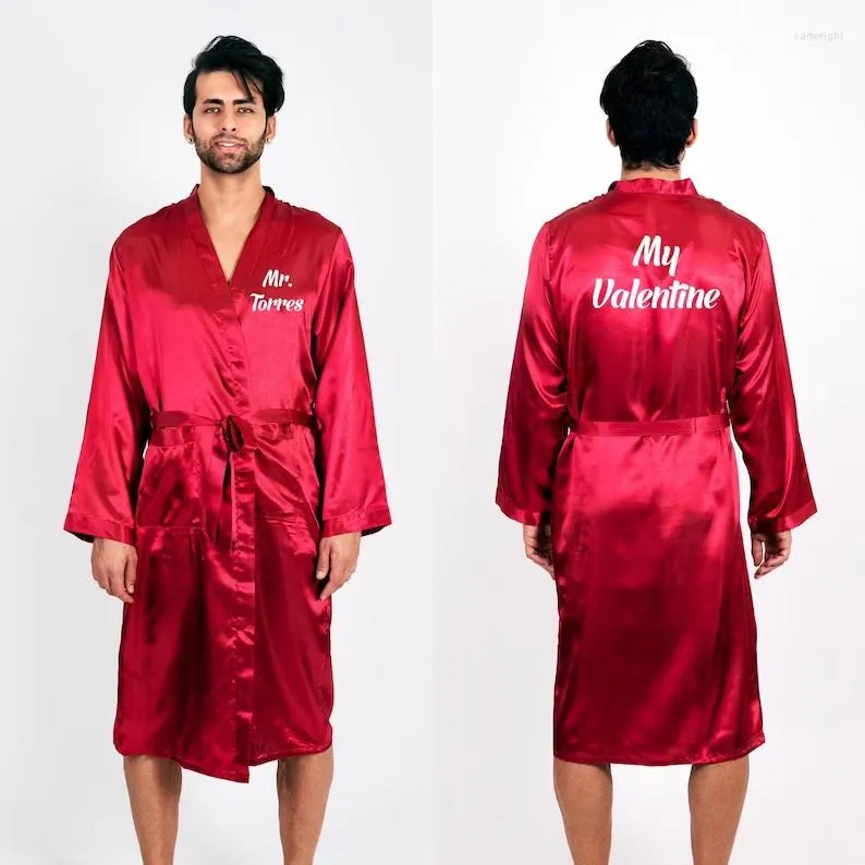 Men's Sleepwear Mr Custom Robe Groom Satin Robes Personalized Mens Groomsmen Gift For Honeymoon Wedding Dressing