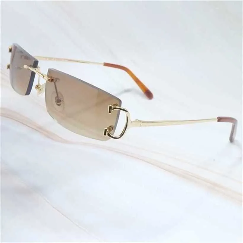 20% de descuento en gafas de sol nuevas para hombres y mujeres de diseñador de lujo 20% de descuento en gafas de metal para hombres Monturas para mujeres Marco de vidrio dorado grande para gafas de sol sin montura para hombres