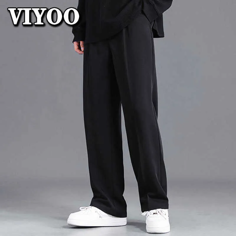 Men's Pants Men's Y2K Black Korean Clothing Straight Trousers Casual Wide Cropped Pants Streetwear Suits Pants Overalls Sweatpants For Man W0325