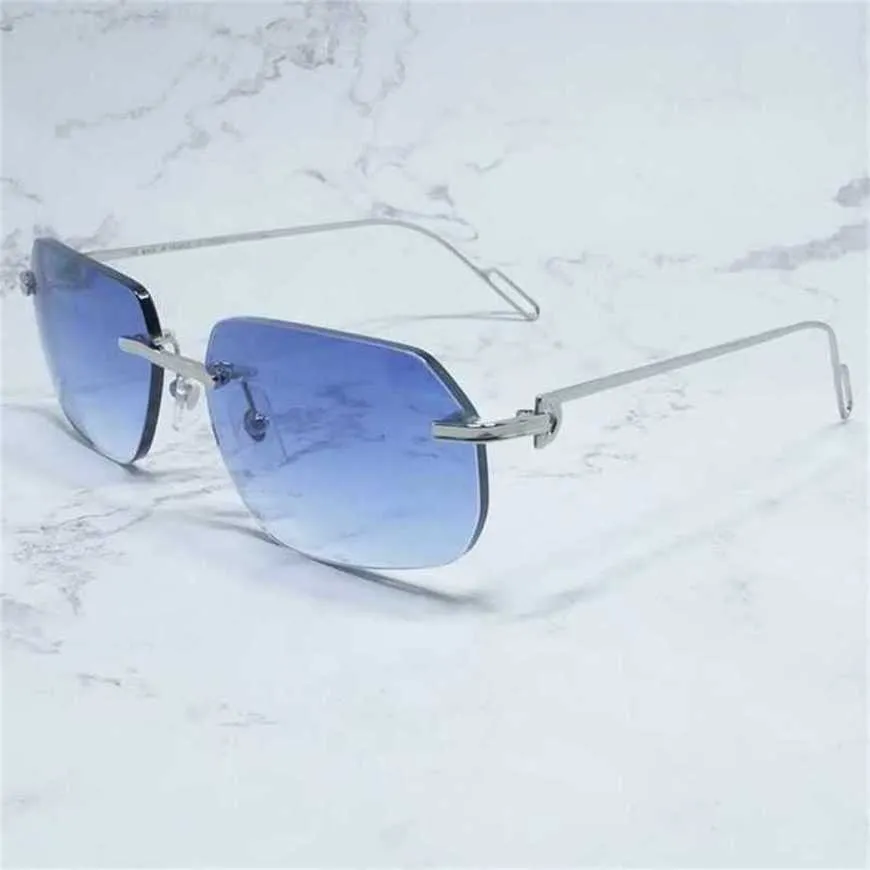 Роскошный дизайнер высококачественные солнцезащитные очки 20% от металлов мужчинам без оправы винтажные стекла оттенки очки.