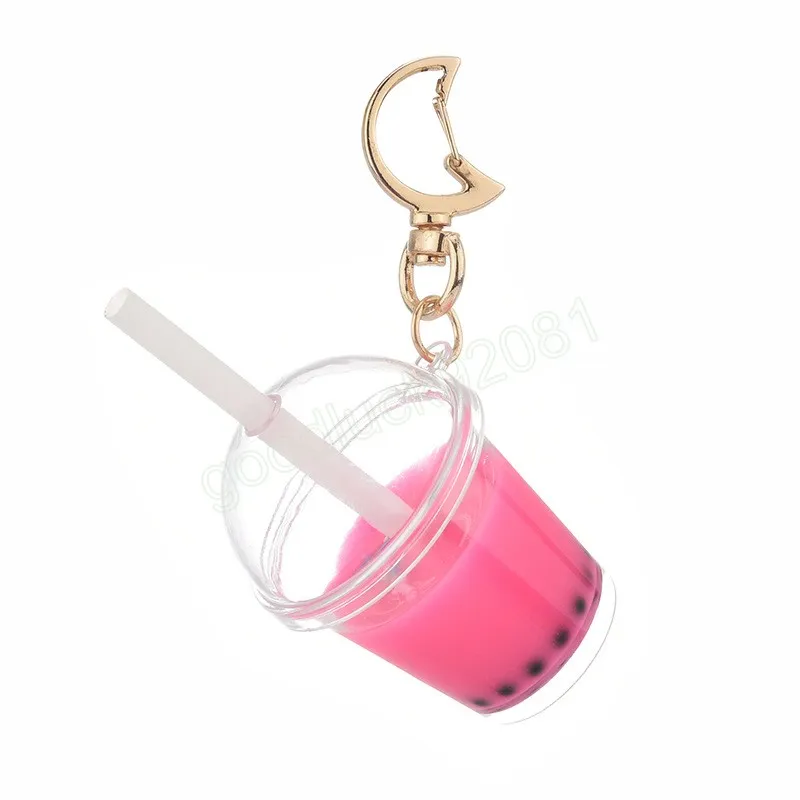 Cute Boba Tea Keychain - Miniature Milk Bottle Charm with Moon Accent ...
