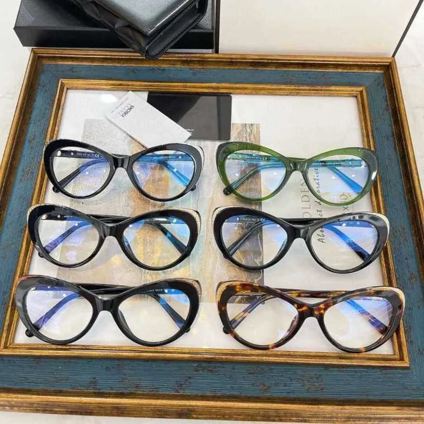 Luxe designer hoogwaardige zonnebril 20% korting op Xiaoxiangjia CH3405 Flat Lesbian Cat's Eye Frame Plain Mirror kan worden gekoppeld met graden