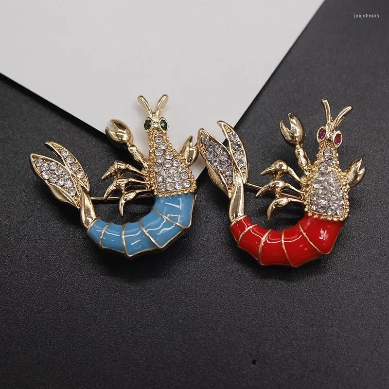 Broches mode alliage rouge bleu écrevisse broche femmes vêtements accessoires lot de bijoux