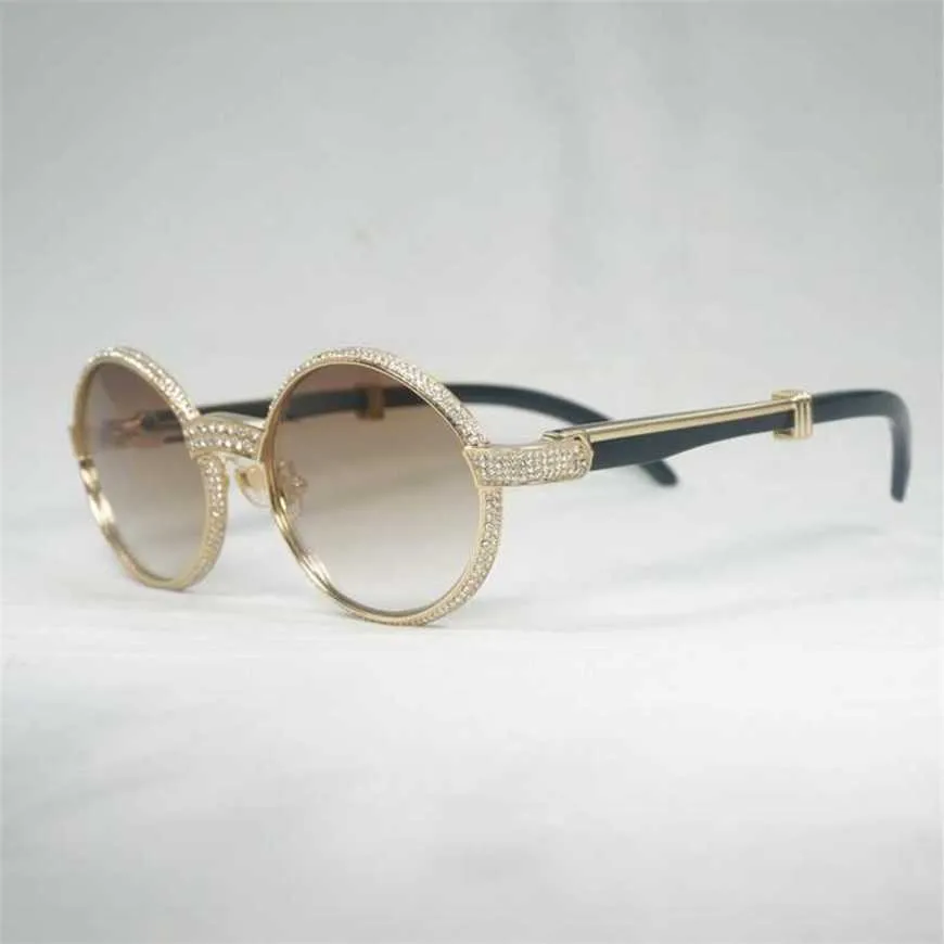 Occhiali da sole di alta qualità di design di lusso Sconto del 20% con strass Uomo Occhiali in corno di bufalo naturale per occhiali da guida da club Occhiali ovali in legno Gafas Oculos