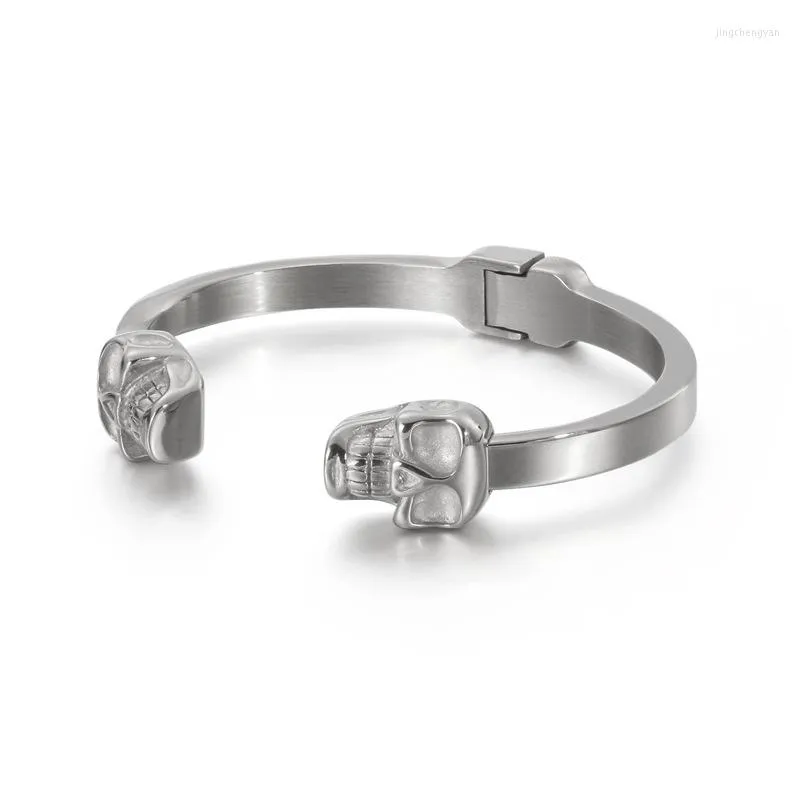 Bracelet Simple en Acier Inoxydable 316L Ouvert pour Homme Bracelet Mode Crâne de Style Rock Créatif