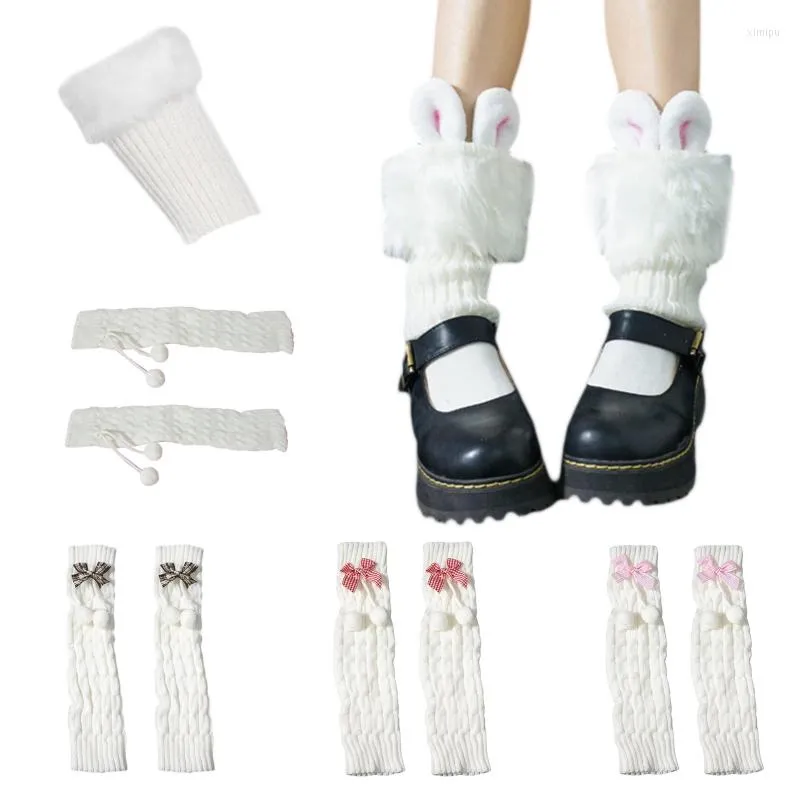 Calzini da donna in maglia invernale giapponese JK stile sciolto stivali da donna stivali alti al ginocchio calze leggings gambe calde