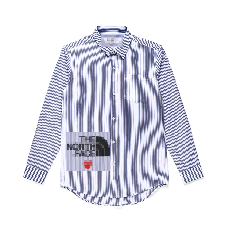Designer Men's Casual Shirts CDG Com des Garcons PLAY Red Heart Striped Long Sleeve Shirts Blue/White Size XL Brand