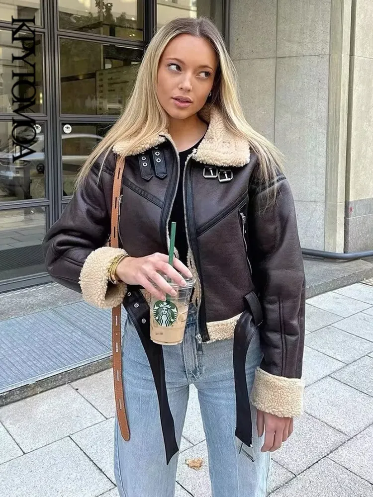 Elegant Womens Faux Shearling Jacket Womens Vintage Style Long