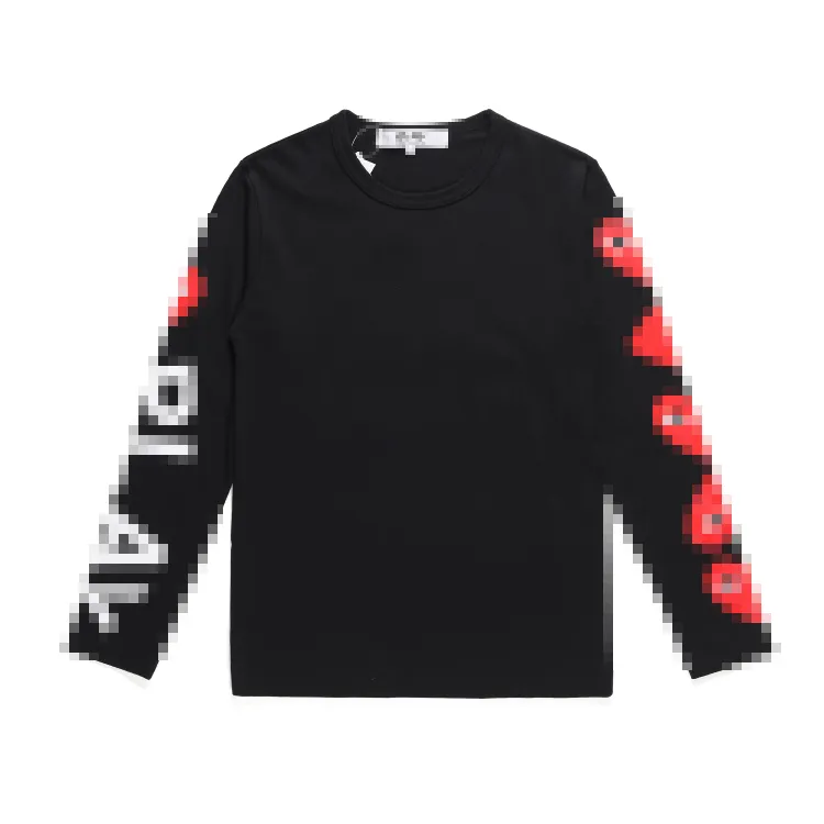 Designer t-shirts masculinas com des garcons jogar cdg braço manga longa vermelho coração camiseta preto unisex xl streetwear nova marca