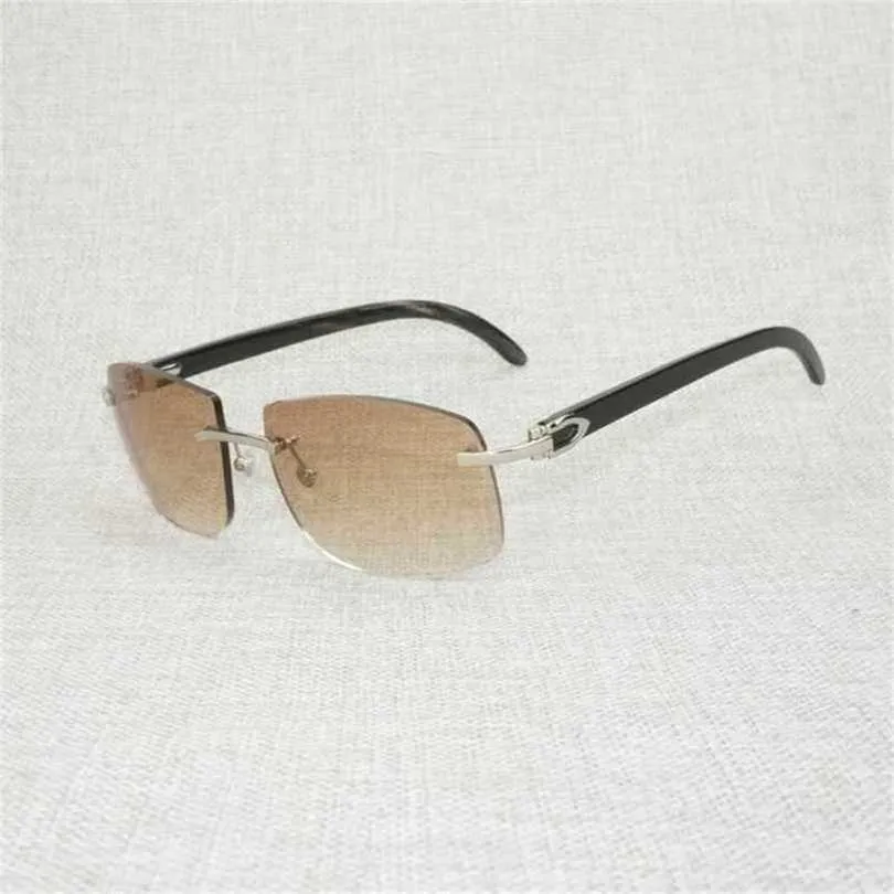 Óculos de sol de designer de luxo masculinos femininos de madeira retrô de madeira de grande porte natural preto búfalo búfalo chifre sem borda moldura de óculos ao ar livre Oculos gafaskajia