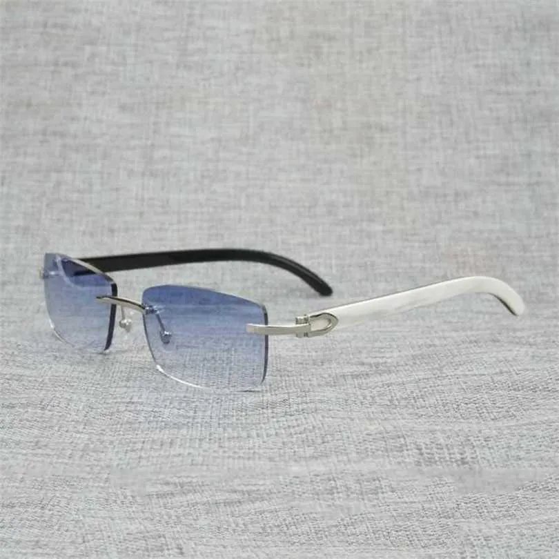 Lunettes de soleil de luxe pour hommes et femmes Vintage corne de buffle sans monture hommes lunettes carrées en bois naturel monture en métal femmes nuances en bois Oculos lunettes 012N