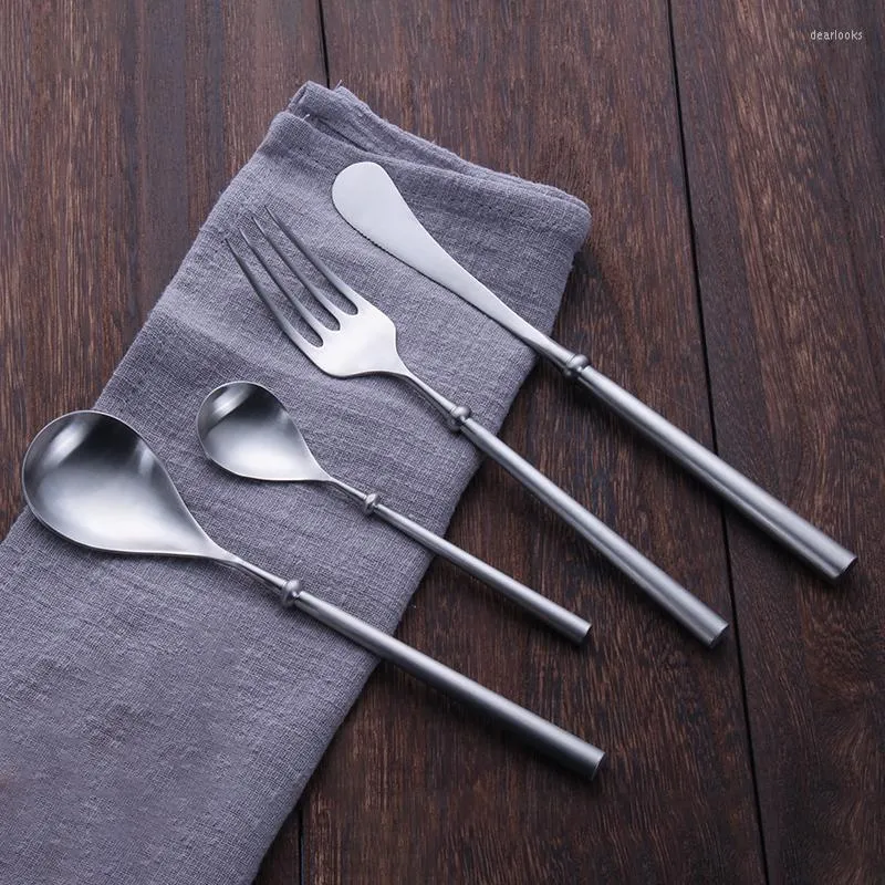 Dijkartikelen sets zilverwerk 304 roestvrijstalen bestek set lepels vorken en messen zilveren diner western servies vork mes
