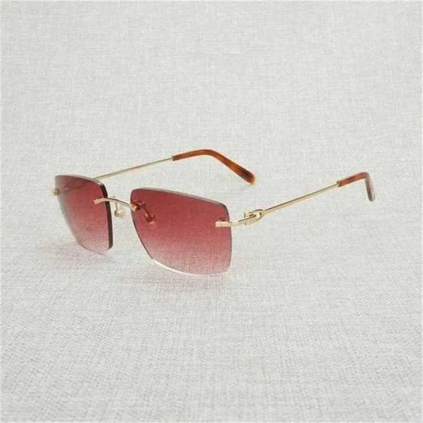 Lunettes de soleil en plein air pour hommes de la mode Vintage sans monture Big Square Men Oversize Frame Women Eyeglasses Shades Oculos Gafas for Driving Outdoor 011B