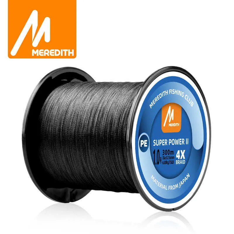 Fishing Accessories MEREDITH SUPER POWER II Multicolour 100M 300M 500M 4 Strands Braided PE Fishing Line Multifilament Smooth Fishing Line 15-80LB P230325