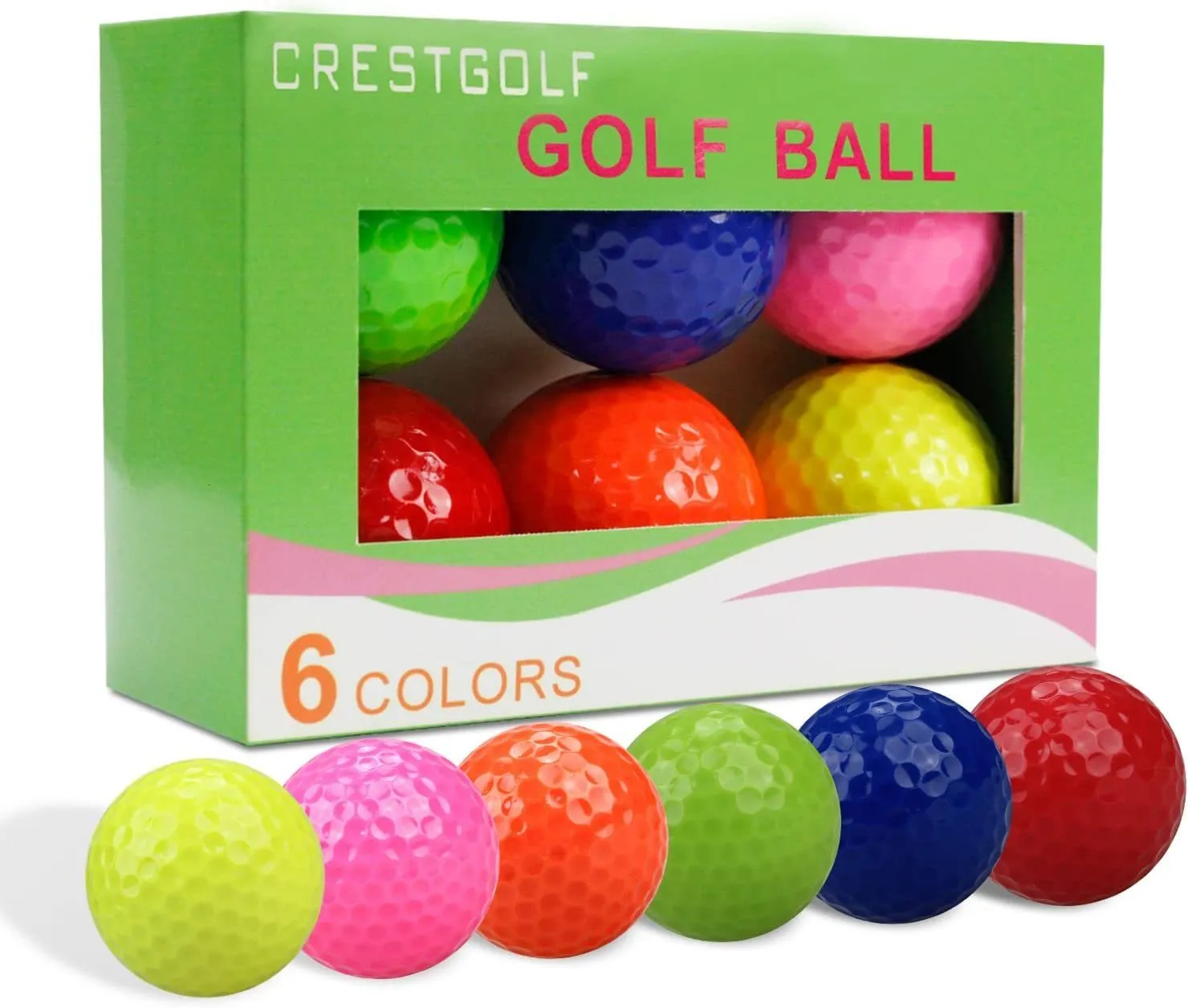 Piłki golfowe Crestgoff 6PCSPACK Kolorowe mini golfowe piłki Golfowe Dwuczęściowe piłki golfowe trening Pelotas Golf Pelotas 230325