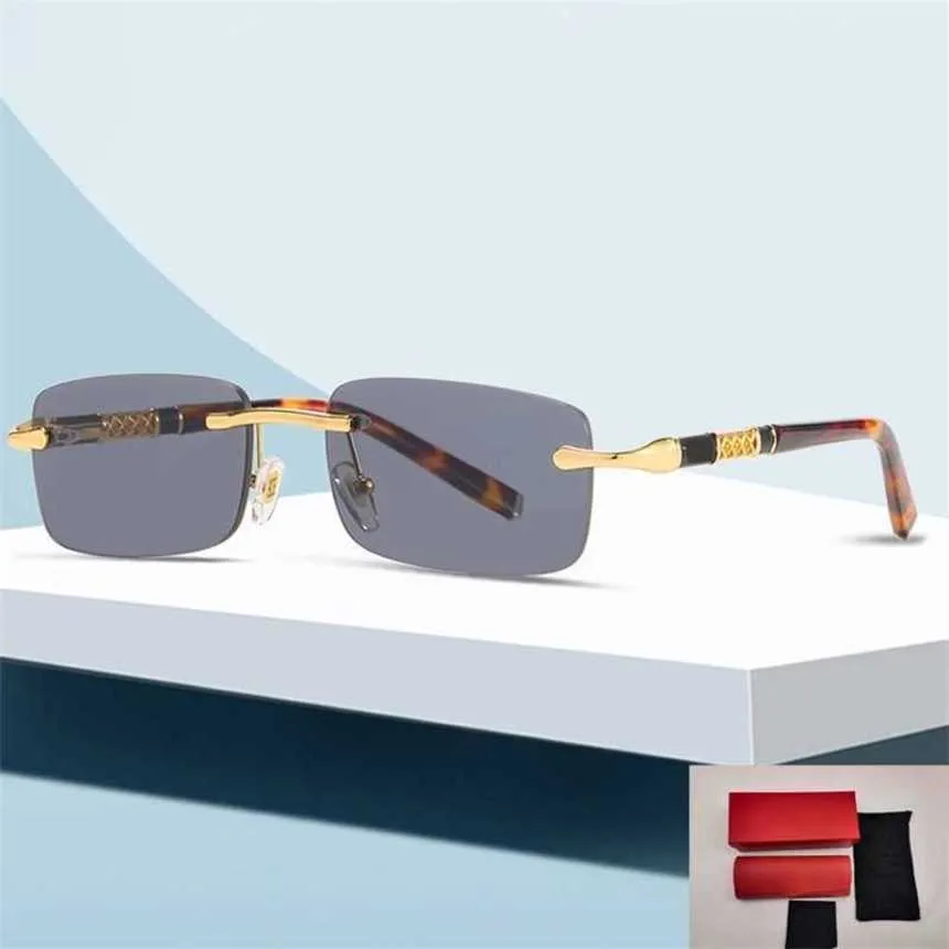 Óculos de sol de moda de designer de luxo 20% de desconto em lentes de ouro aparadas refletindo copos sentados