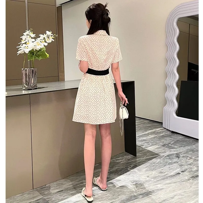 2023 Casual Office Floral Girrystyle Luxusdruck hoher Taille Frühling und Sommer Elegantes süßes süßes Kleid sexy Robe