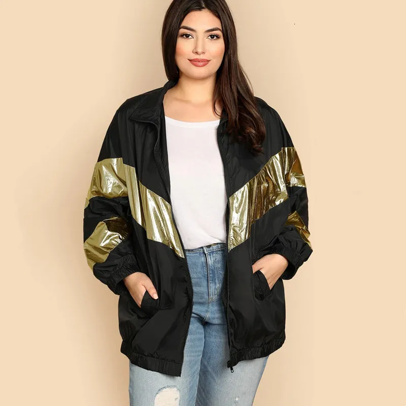 Casacos para roupas de tamanho grande feminino Plus Tamanho Spring Autumn Autumn Jacket Loose Casual